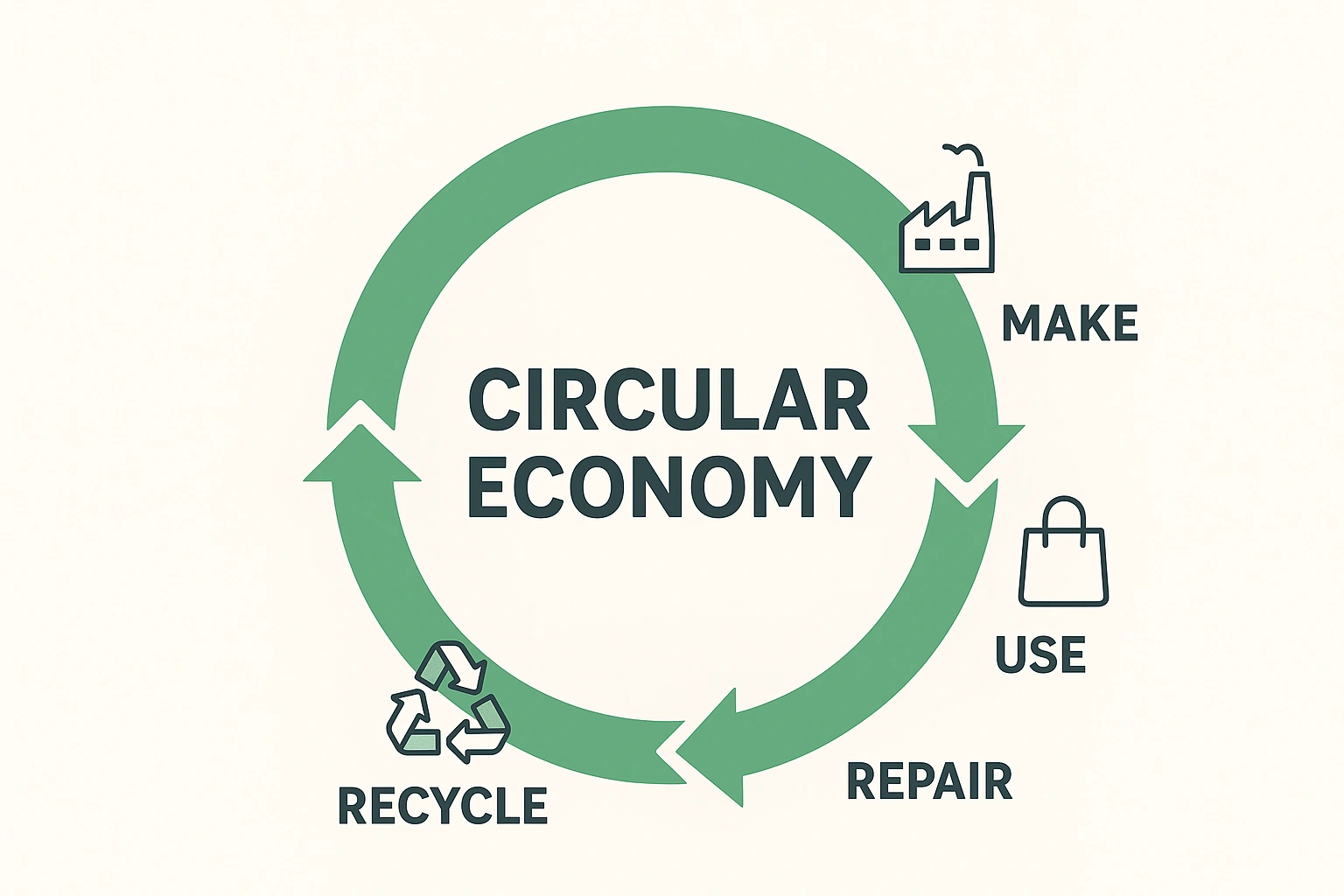 A diagram showing the principles of a circular economy, a core concept when you start a zero waste lifestyle